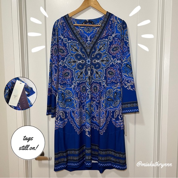 HALE BOB - V-Neck Long-Sleeve Dress - Colbalt - Women’s XL - Picture 1 of 13